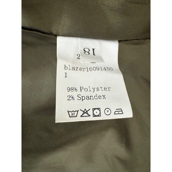 Olive Green Blazer Pom-Pom Fringe Cuffs Pockets Size M All-Season Office Jacket - Picture 9 of 10